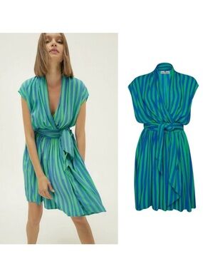 State of Georgia The Point Short Dress in Whippy Green and Blue Size Small NWT